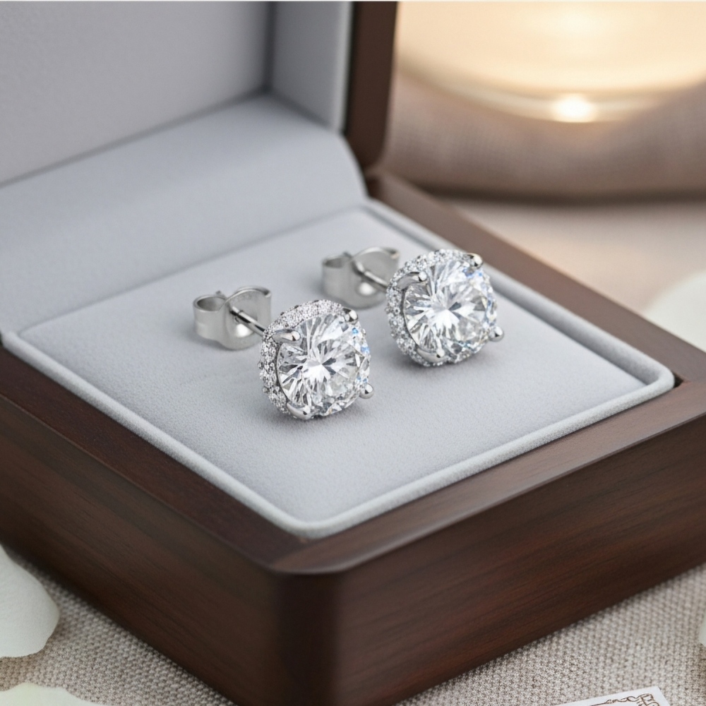 Moissanite 2 CTW Crown Stud Earrings